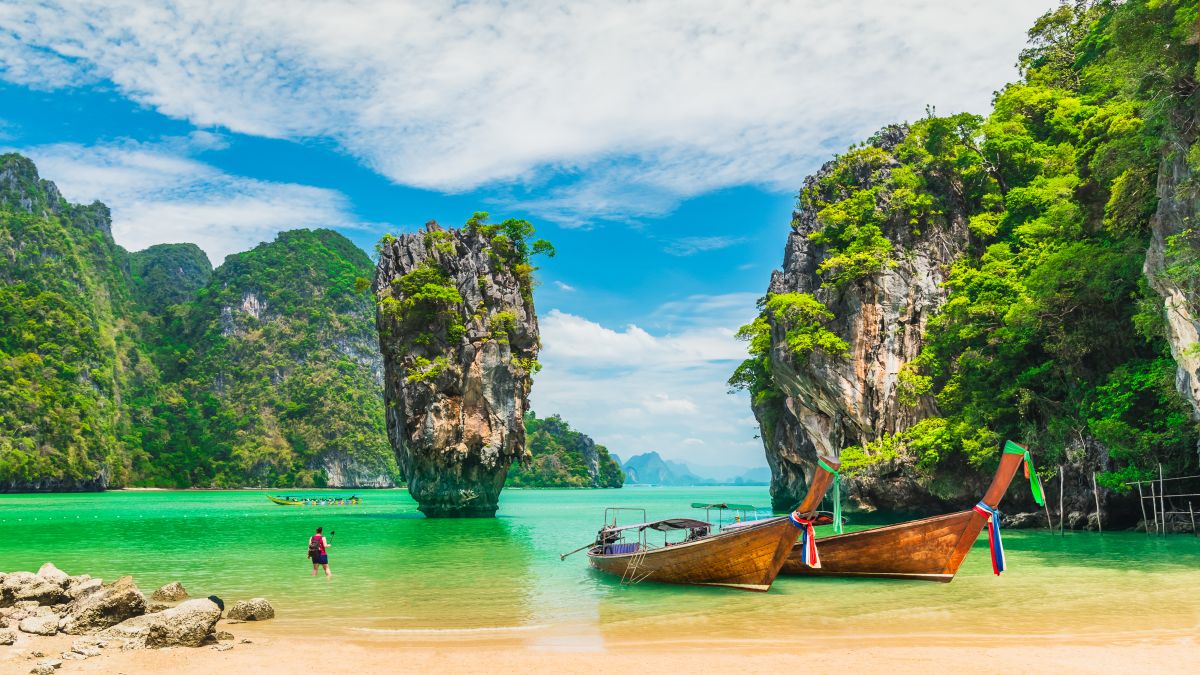 utazés4/Teszt amazed nature scenic landscape james bond island with boat for traveler phang nga bay, attraction famous landmark tourist travel phuket thailand summer vacation trips, tourism destinations place asia